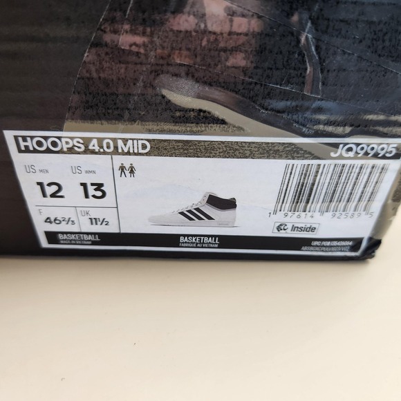 Adidas Hoops 4.0 Mid Shoes Mens Size 12 White Navy Blue Basketball Casual JQ9995 main image 11
